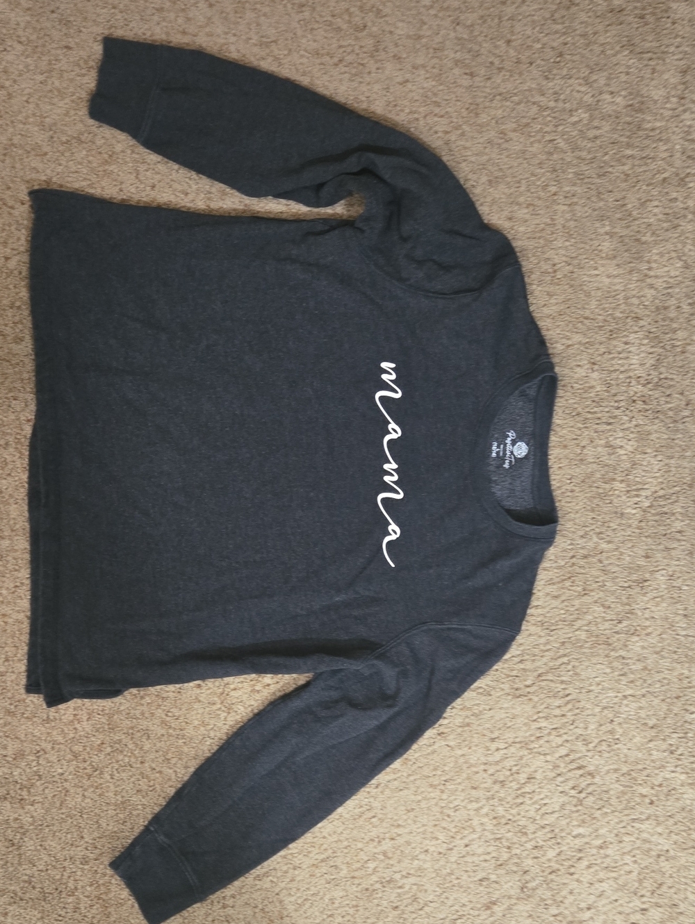 Women's Crewneck Sweater "Mama" Script - Dark Gray
